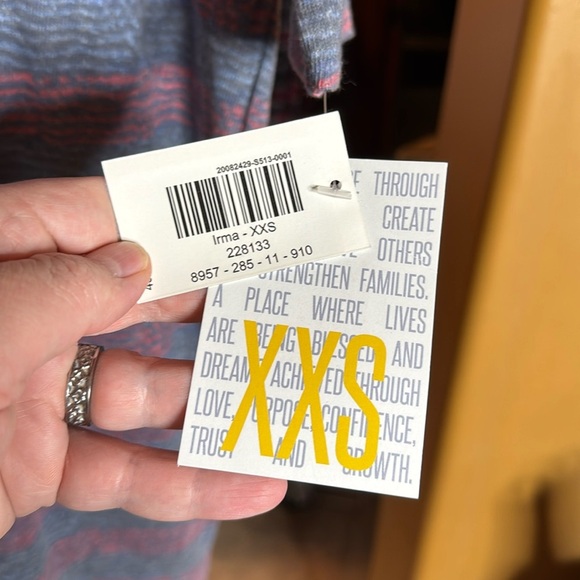 NWT LuLaRoe IRMA BLUE STRIPES American Dreams Americana 4th of July Size XXS - Picture 5 of 8